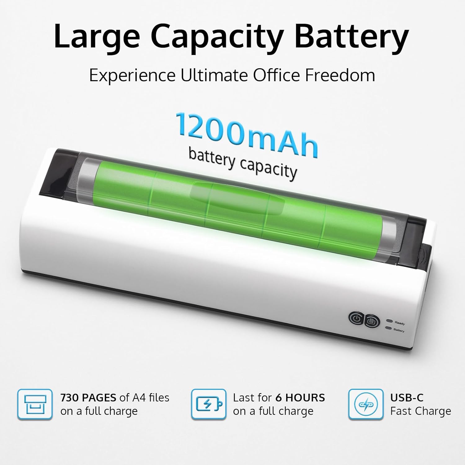 Large capacity battery with 1200mAh capacity