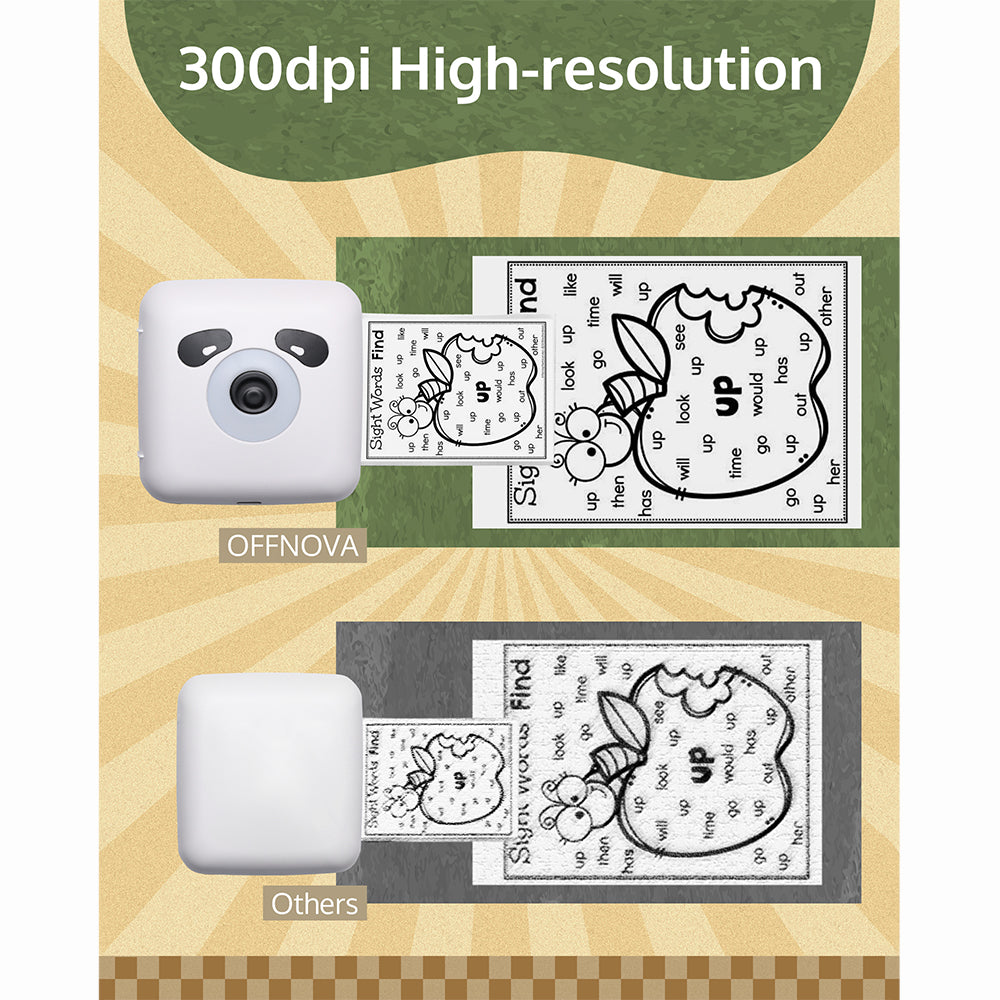 OFFNOVA Mini printer has a 300dpi high-resolution