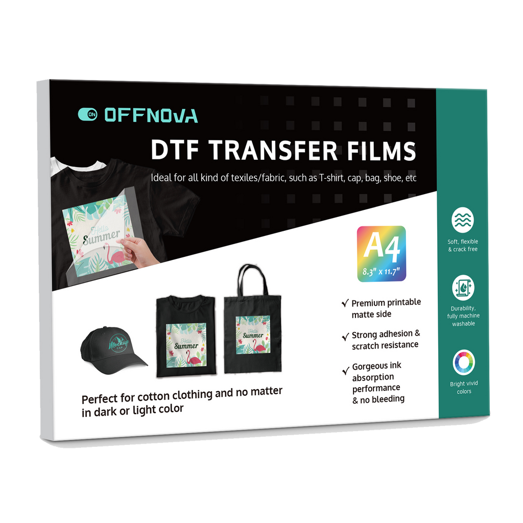 DTF Transfer Film(8.3 x 11.7)20 Sheets PET Direct to Film Heat Transfer  Paper for All DTF&DTG Printer,Matte DTF Film for Sublimation Black White
