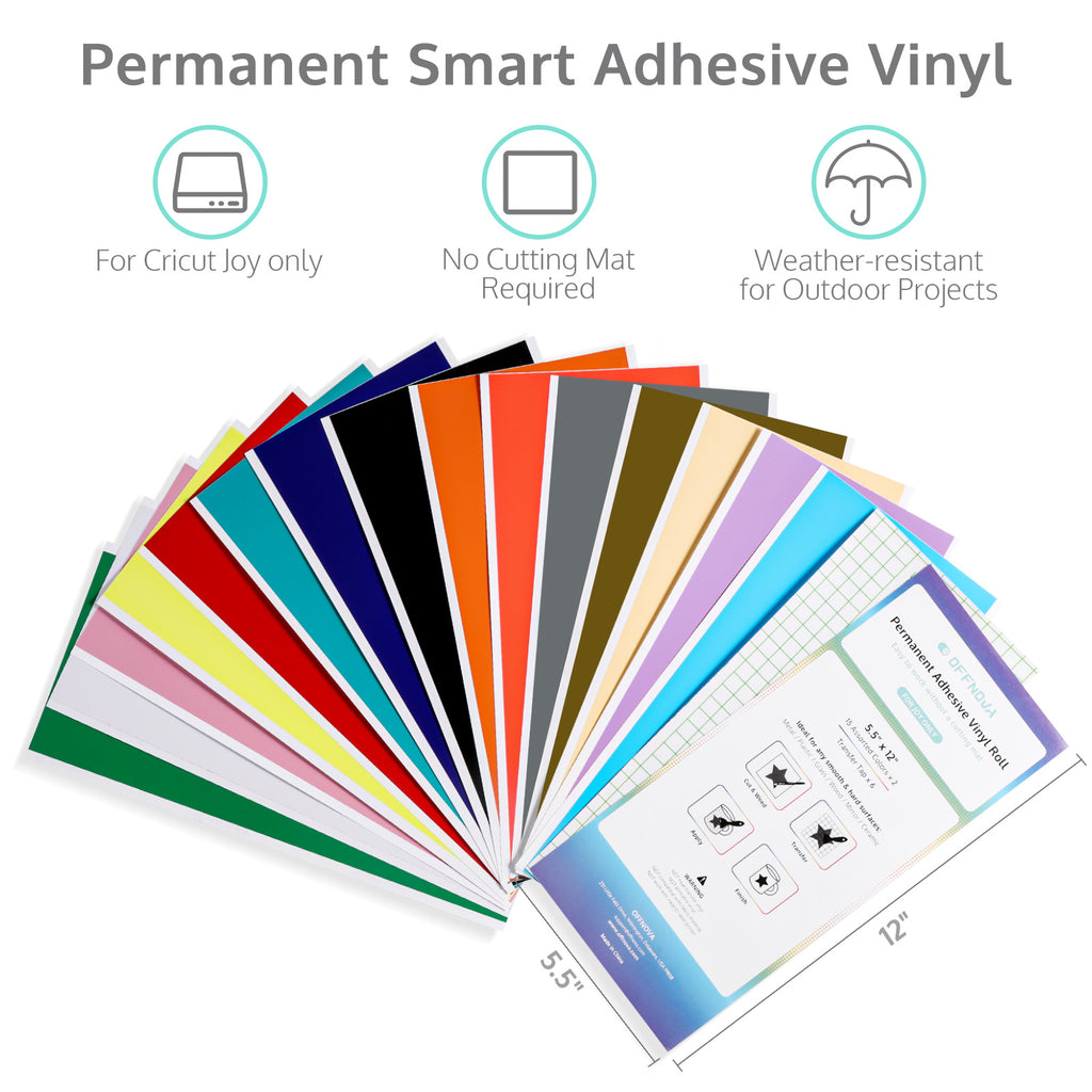 OFFNOVA Permanent Smart Adhesive Vinyl Bundle, 5.5x12, Assorted