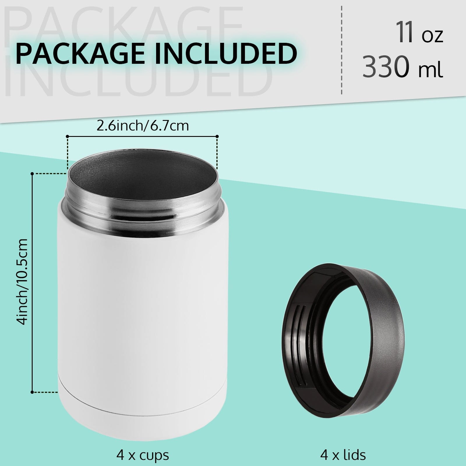 16oz 4-in-1 Blank Can Cooler 4-Pack for Sublimation Heat Press