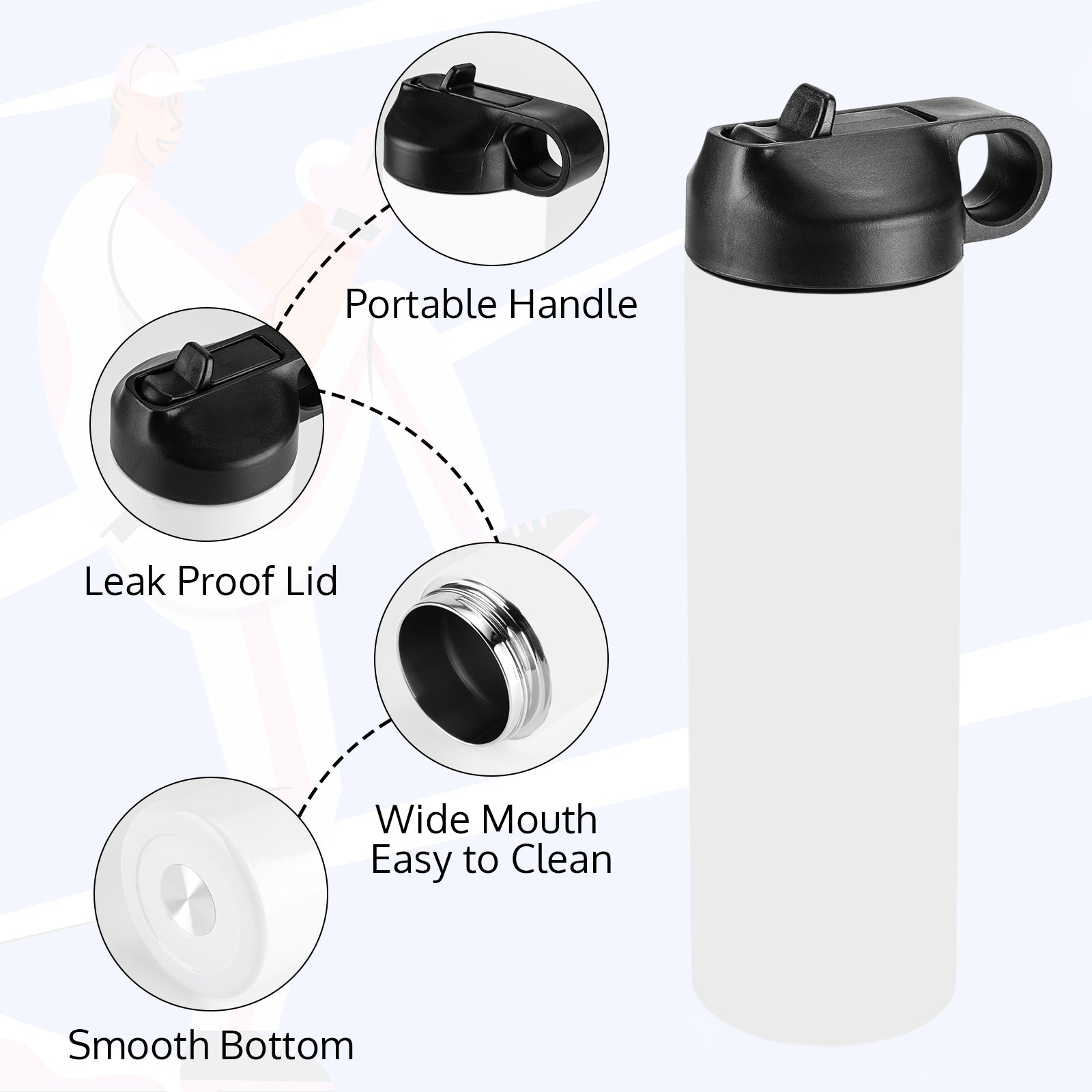 20oz Blank Sports Water Bottle for Tumbler Heat Press Sublimation Printing