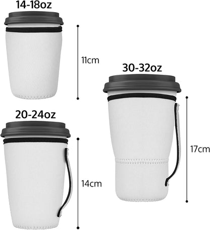 Sublimation Blank Iced Coffee Cup Sleeve with Handle (9 Pack)