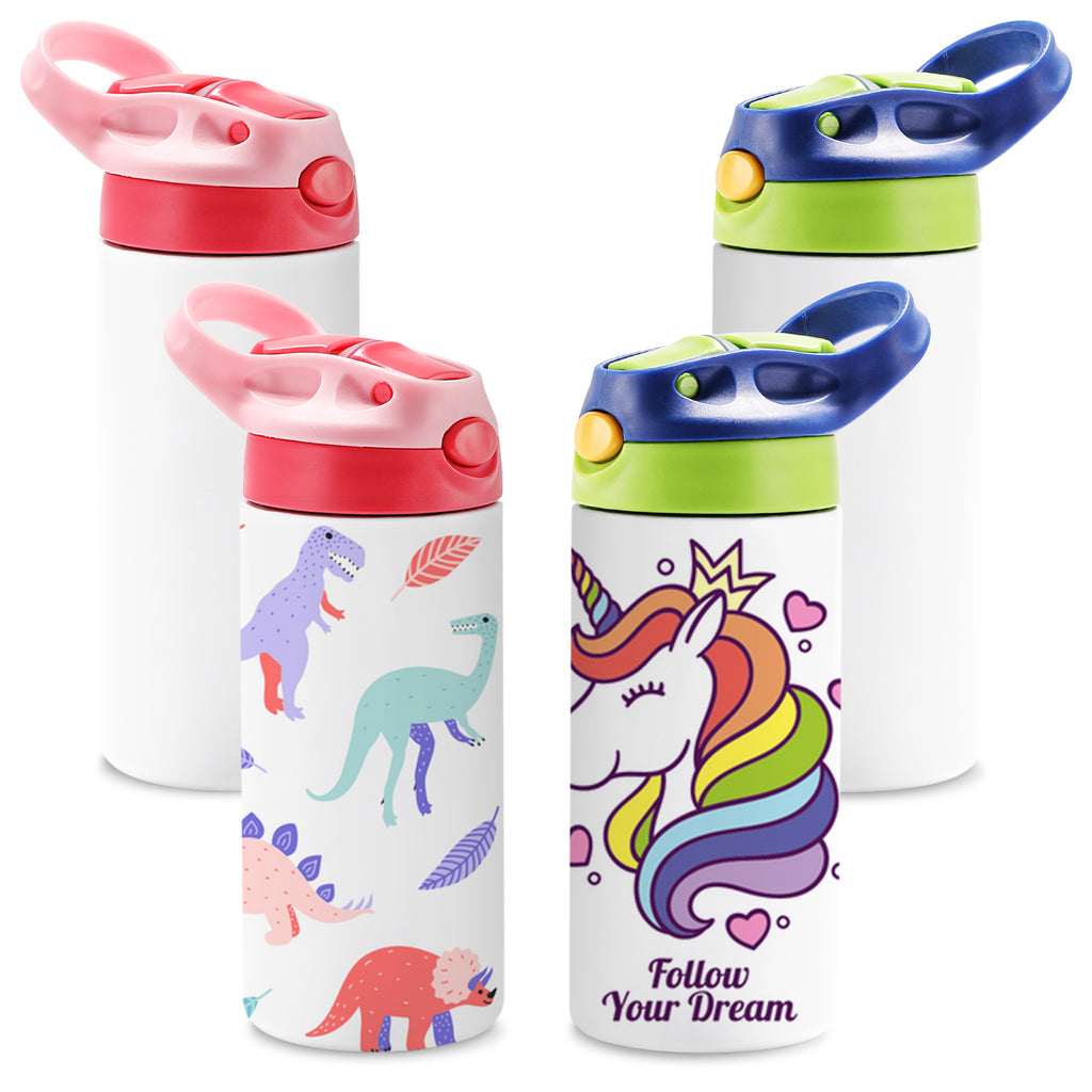 12oz wholesale sublimation kids water bottle with pop-up lids mixed co –  Meline Wang Blanks