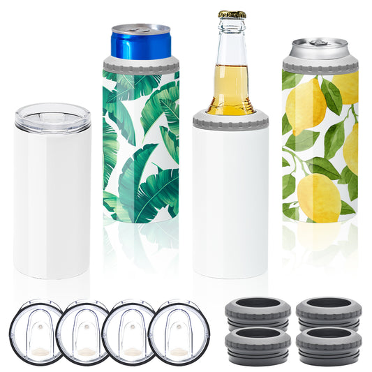 16oz 4-in-1 Blank Can Cooler 4-Pack for Sublimation Heat Press