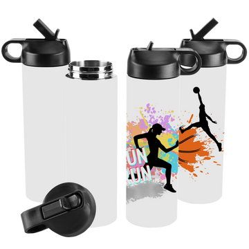 Two sublimation blank water bottles with black lids