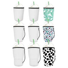 Sublimation Blank Iced Coffee Cup Sleeve with Handle (9 Pack)