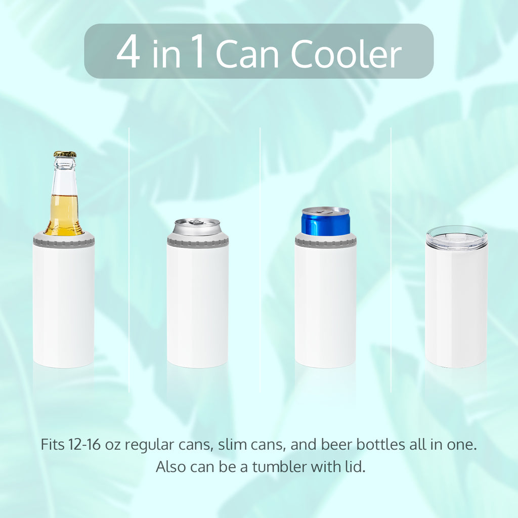 4-In-1 Skinny Can Cooler Double Wall Stainless Steel Insulated Can